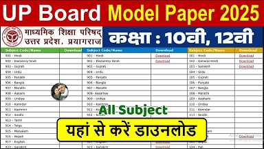 UP Board Model Paper 2025: यूपी बोर्ड 10वी 12वी के नए मॉडल पेपर जारी