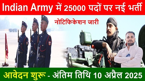 Indian Army Recruitment,इंडियन आर्मी में 25000 पदों पर नई भर्ती