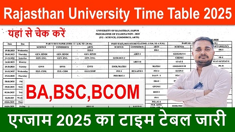 Rajasthan University Time Table 2025