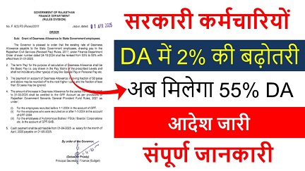 2% increase in DA of government employees : राजस्थान में सरकारी कर्मचारियों के डीए में 2% की बढ़ोतरी नोटिस यहां देखें
